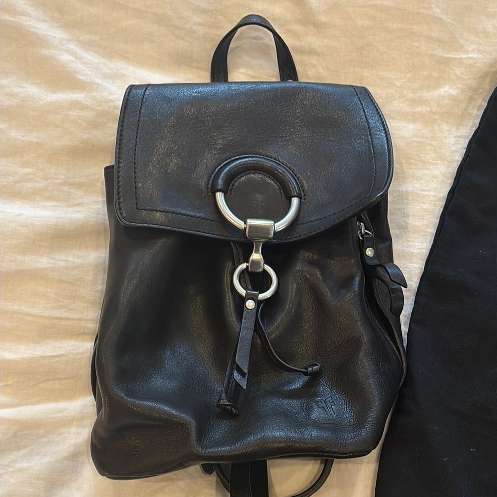 Frye Black Leather Backpack